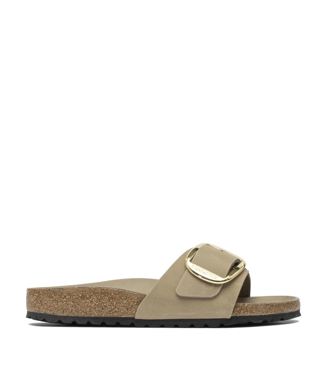 BIRKENSTOCK Бежевые кожаные шлепанцы, фото 1