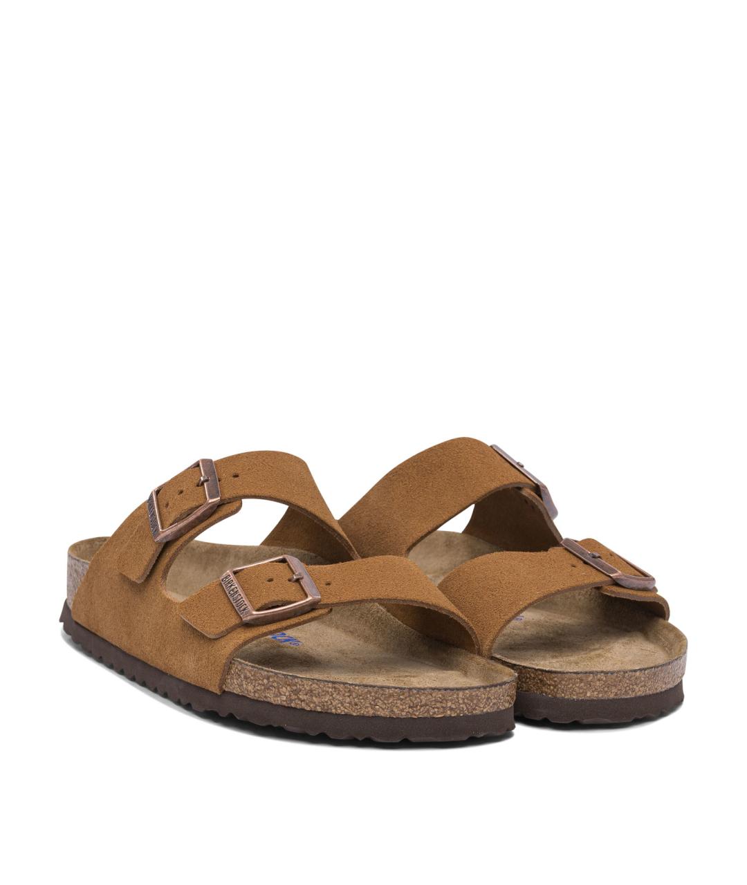 BIRKENSTOCK Коричневые замшевые шлепанцы, фото 2