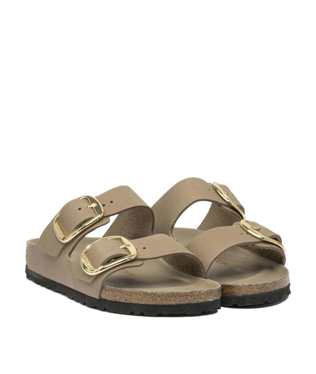 BIRKENSTOCK Бежевые кожаные шлепанцы, фото 2
