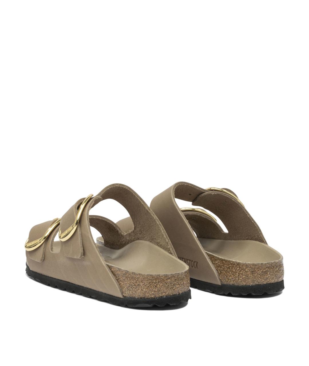 BIRKENSTOCK Бежевые кожаные шлепанцы, фото 4