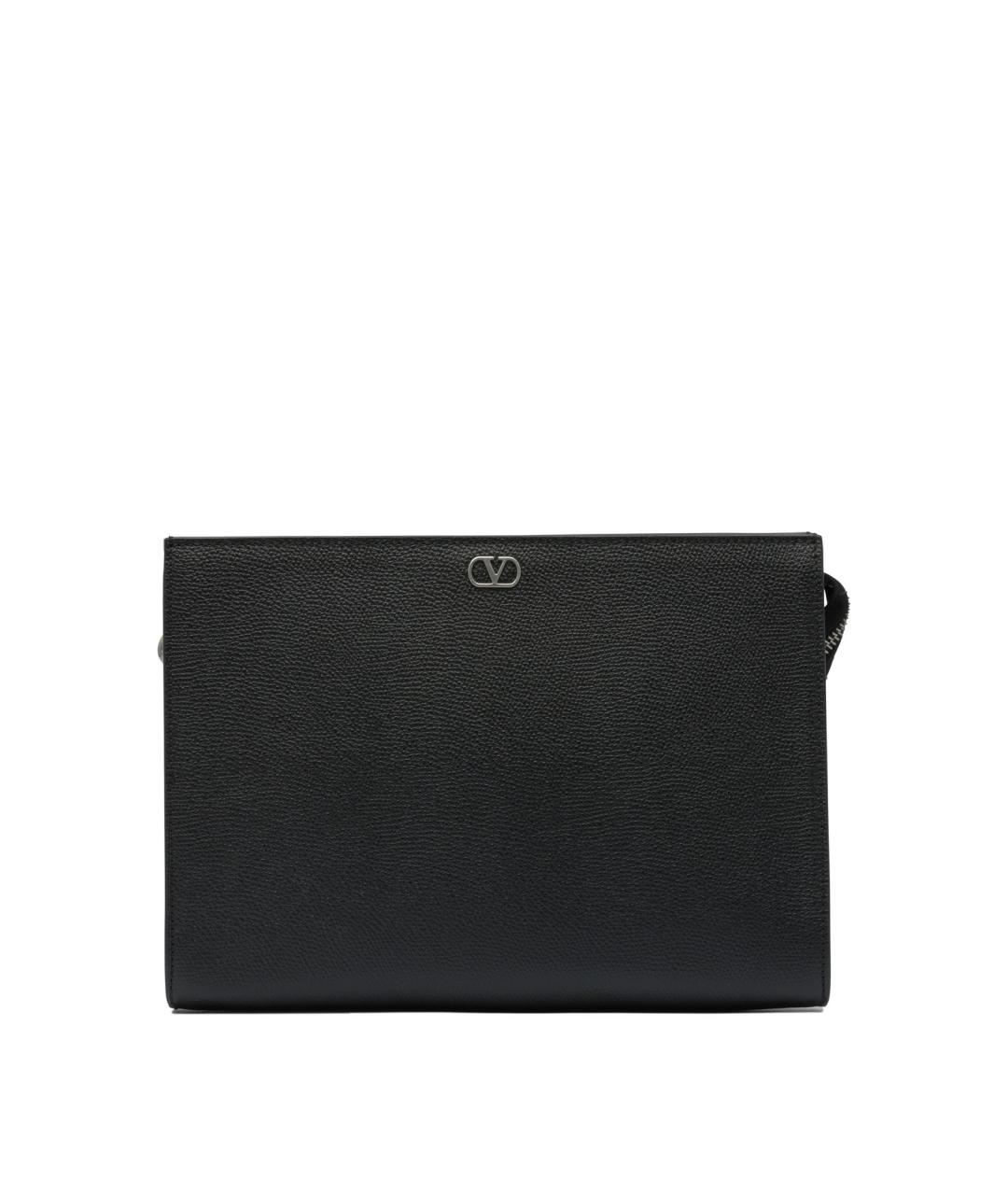 VALENTINO Черная кожаная барсетка, фото 1