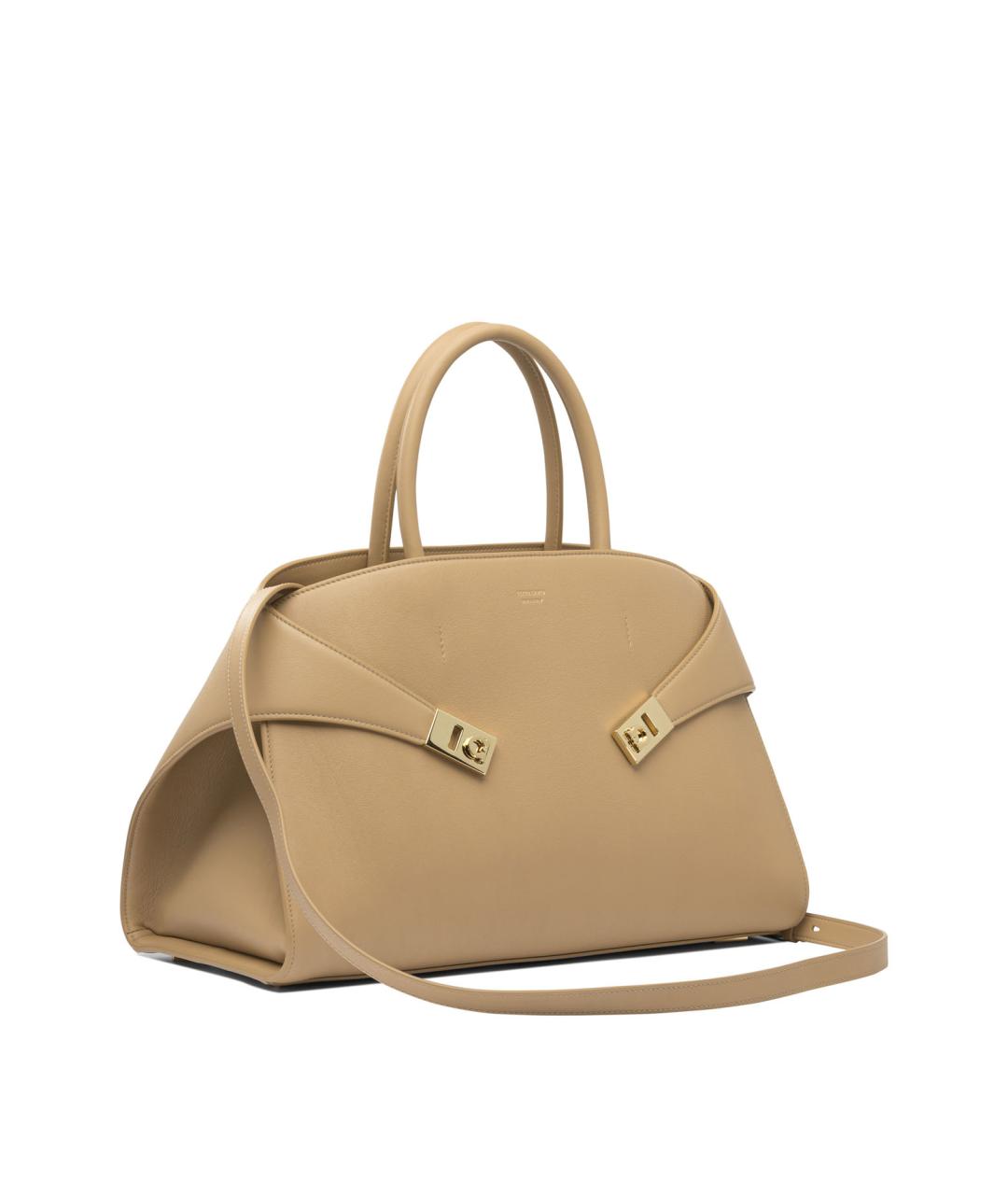 FERRAGAMO Бежевая кожаная сумка через плечо, фото 2