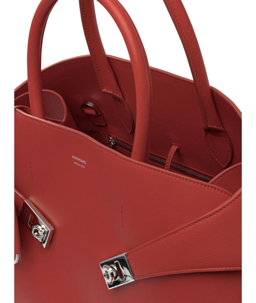 FERRAGAMO Красная кожаная сумка с короткими ручками, фото 5