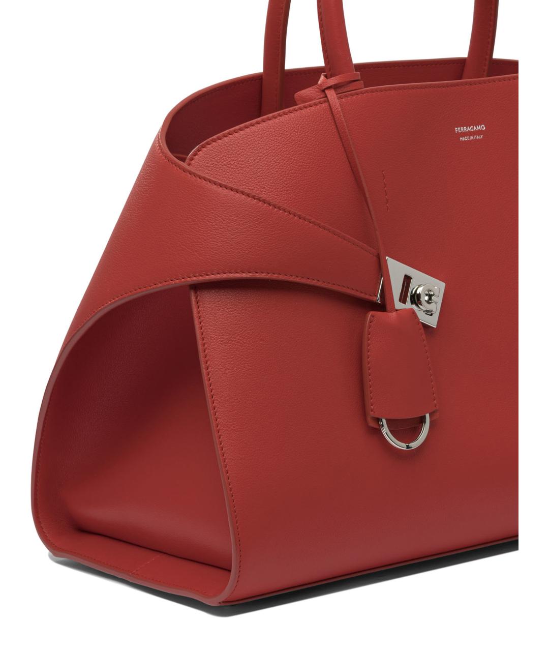 FERRAGAMO Красная кожаная сумка с короткими ручками, фото 4
