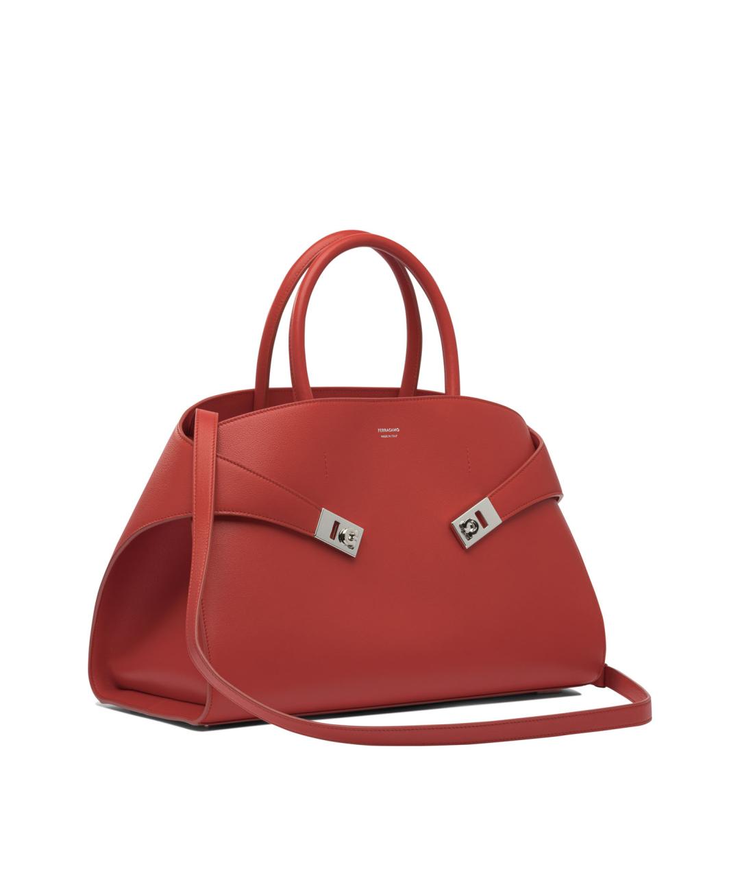 FERRAGAMO Красная кожаная сумка с короткими ручками, фото 2