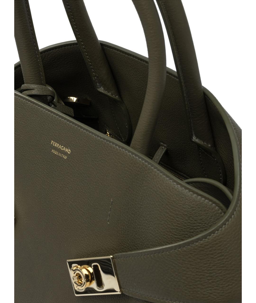 FERRAGAMO Зеленая кожаная сумка тоут, фото 5