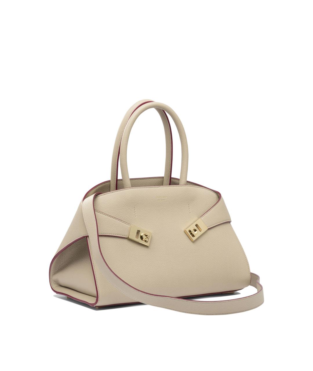 FERRAGAMO Бежевая кожаная сумка тоут, фото 2