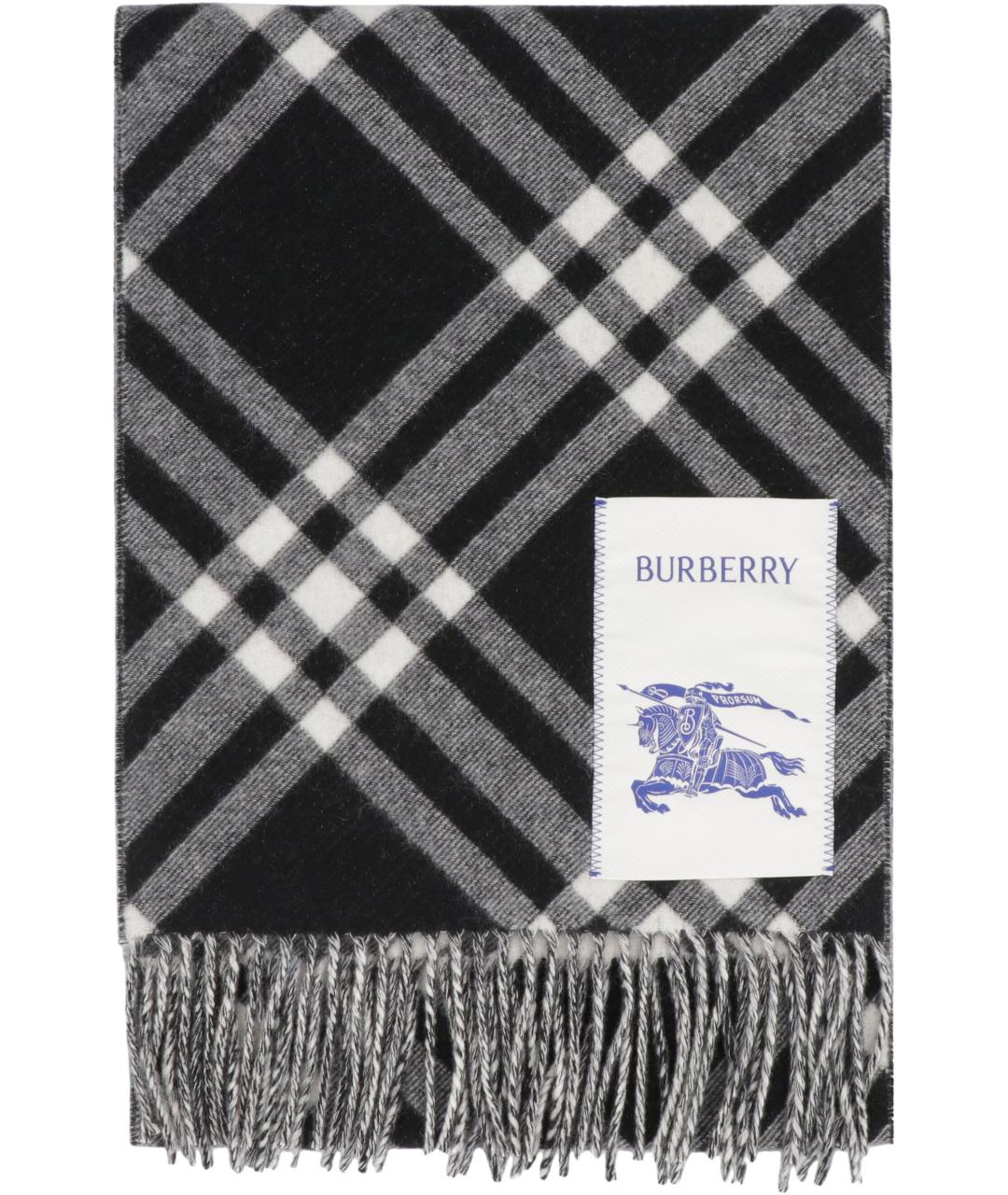 BURBERRY Черный кашемировый шарф, фото 2