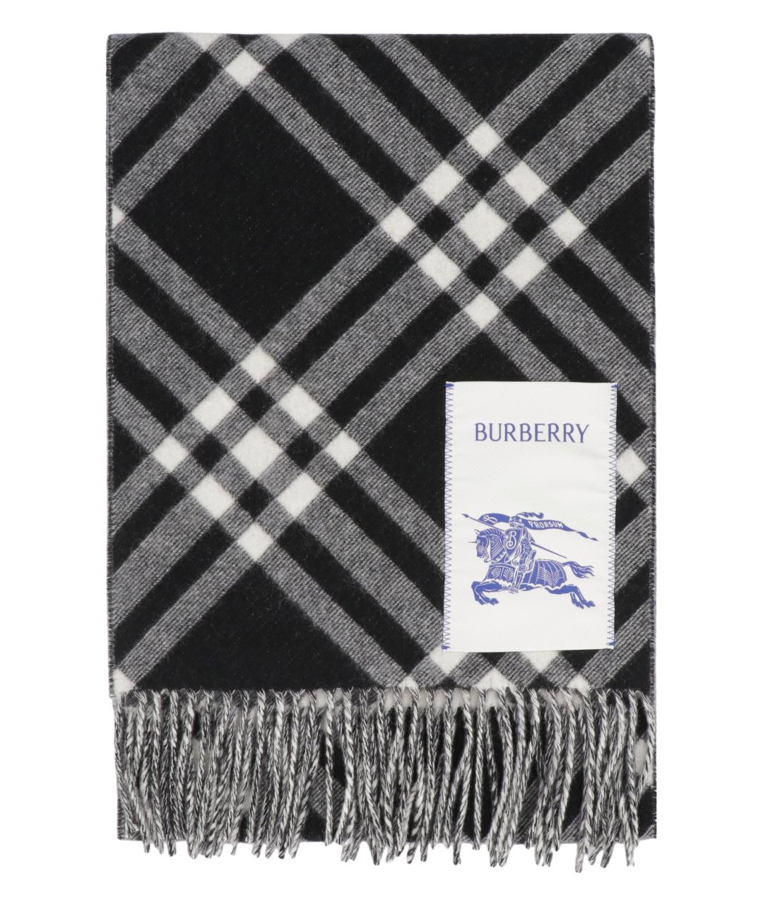 BURBERRY Черный кашемировый шарф, фото 1