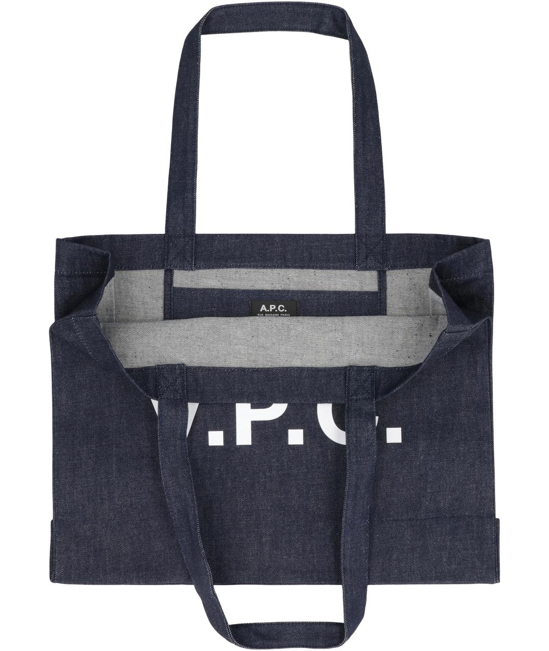 A.P.C. Синяя хлопковая сумка тоут, фото 4