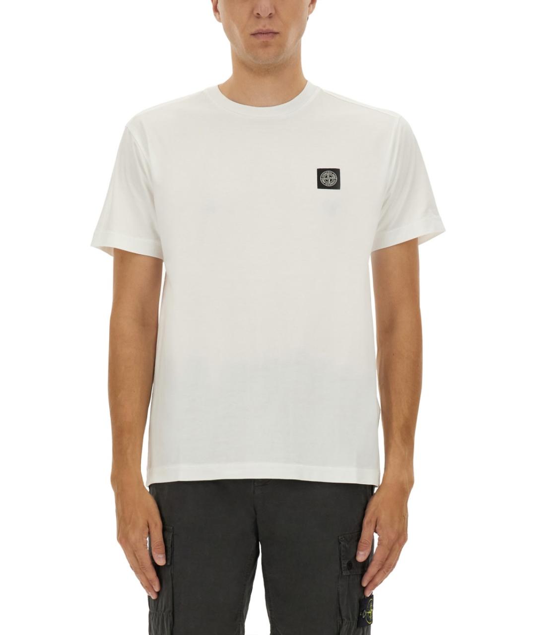 STONE ISLAND Белая хлопковая футболка, фото 4