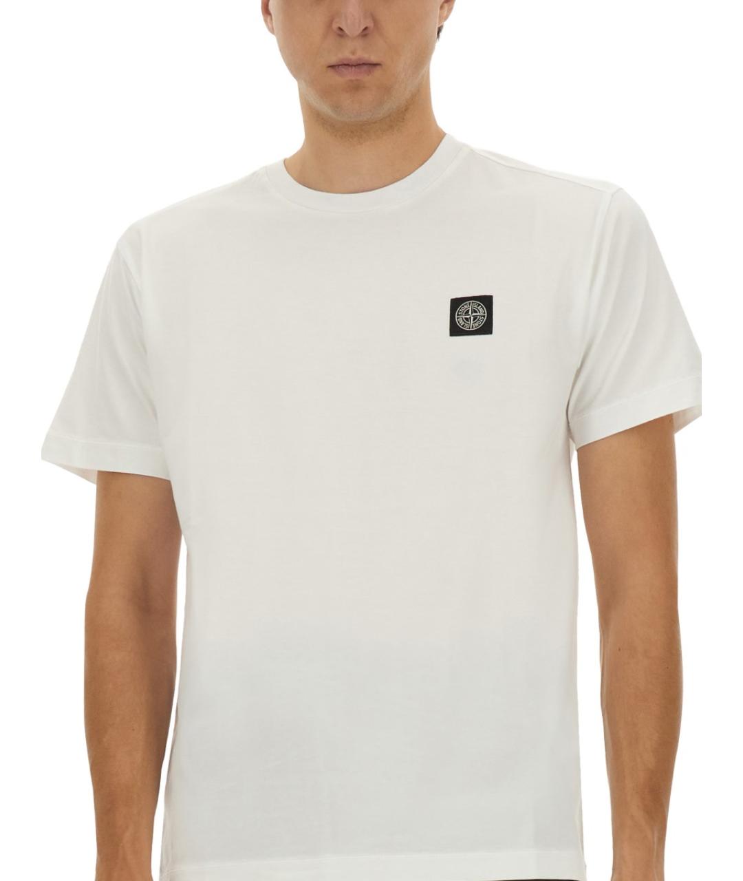 STONE ISLAND Белая хлопковая футболка, фото 3