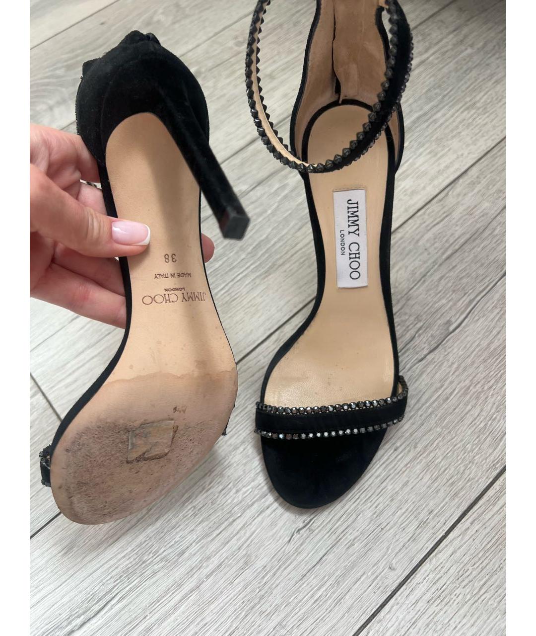 JIMMY CHOO Черные замшевые босоножки, фото 5