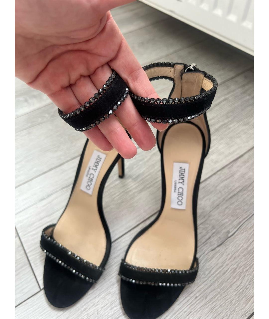 JIMMY CHOO Черные замшевые босоножки, фото 3