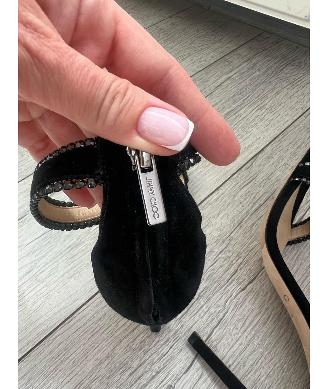 JIMMY CHOO Черные замшевые босоножки, фото 7