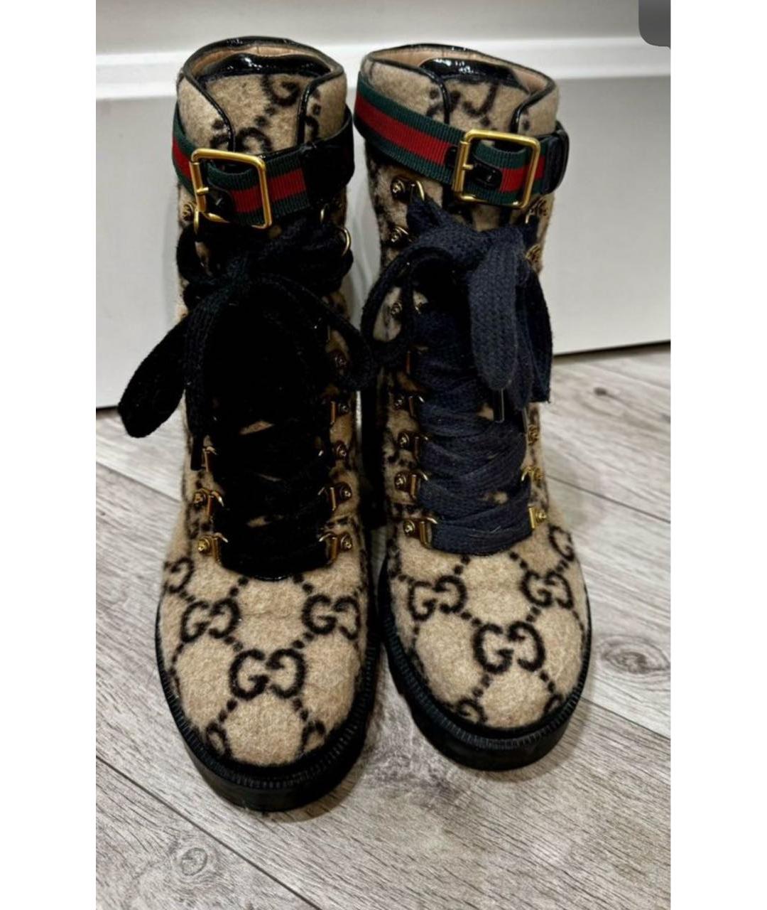 GUCCI Бежевые текстильные ботильоны, фото 2
