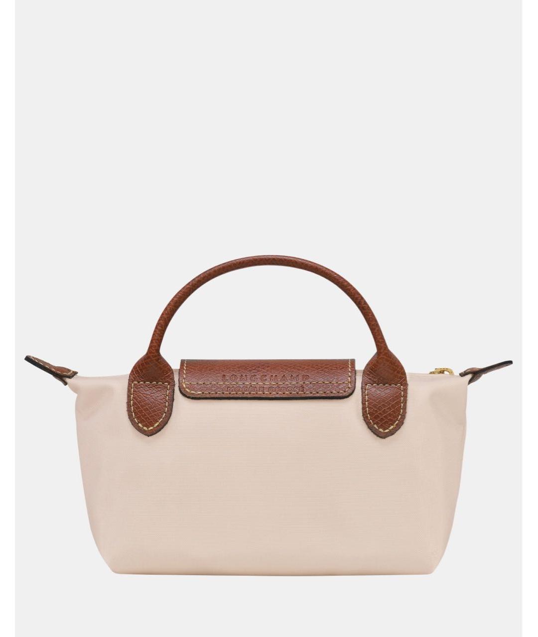 LONGCHAMP Бежевая синтетическая сумка с короткими ручками, фото 3