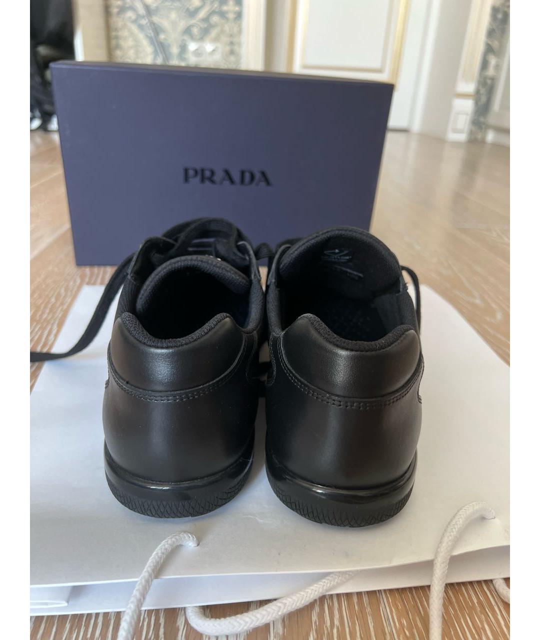 PRADA Черные текстильные низкие кроссовки / кеды, фото 4