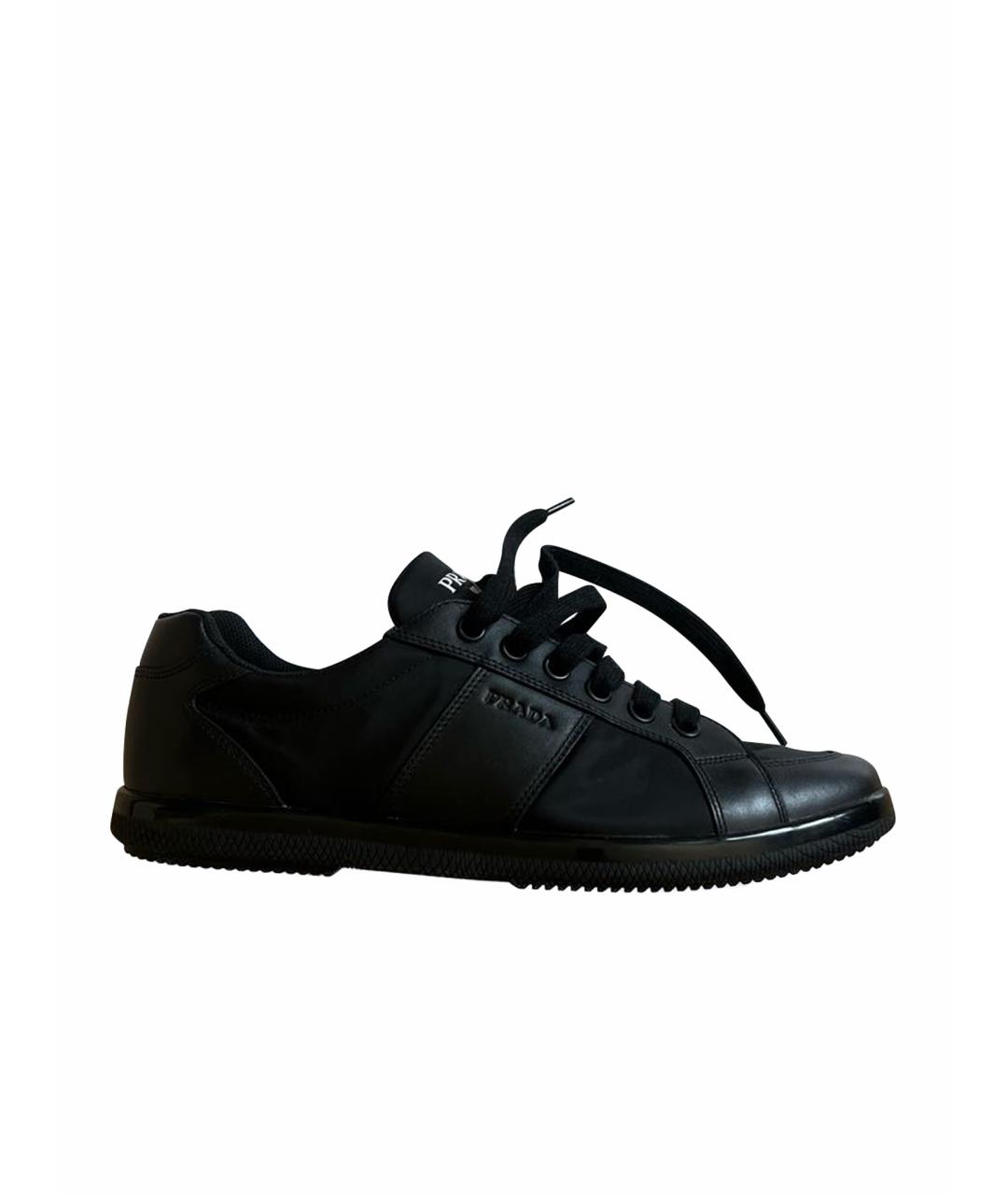 PRADA Черные текстильные низкие кроссовки / кеды, фото 1