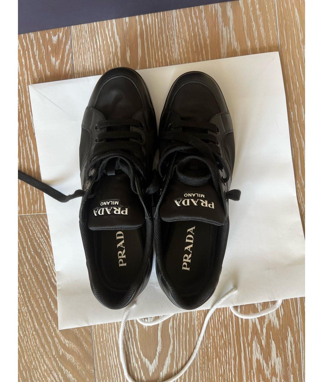 PRADA Черные текстильные низкие кроссовки / кеды, фото 3