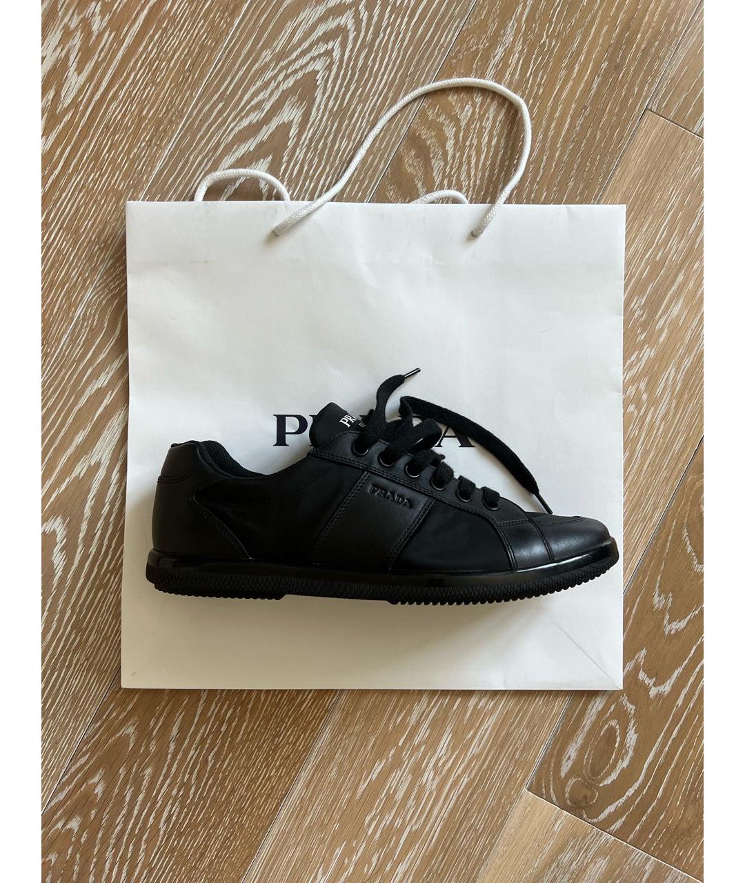 PRADA Черные текстильные низкие кроссовки / кеды, фото 7