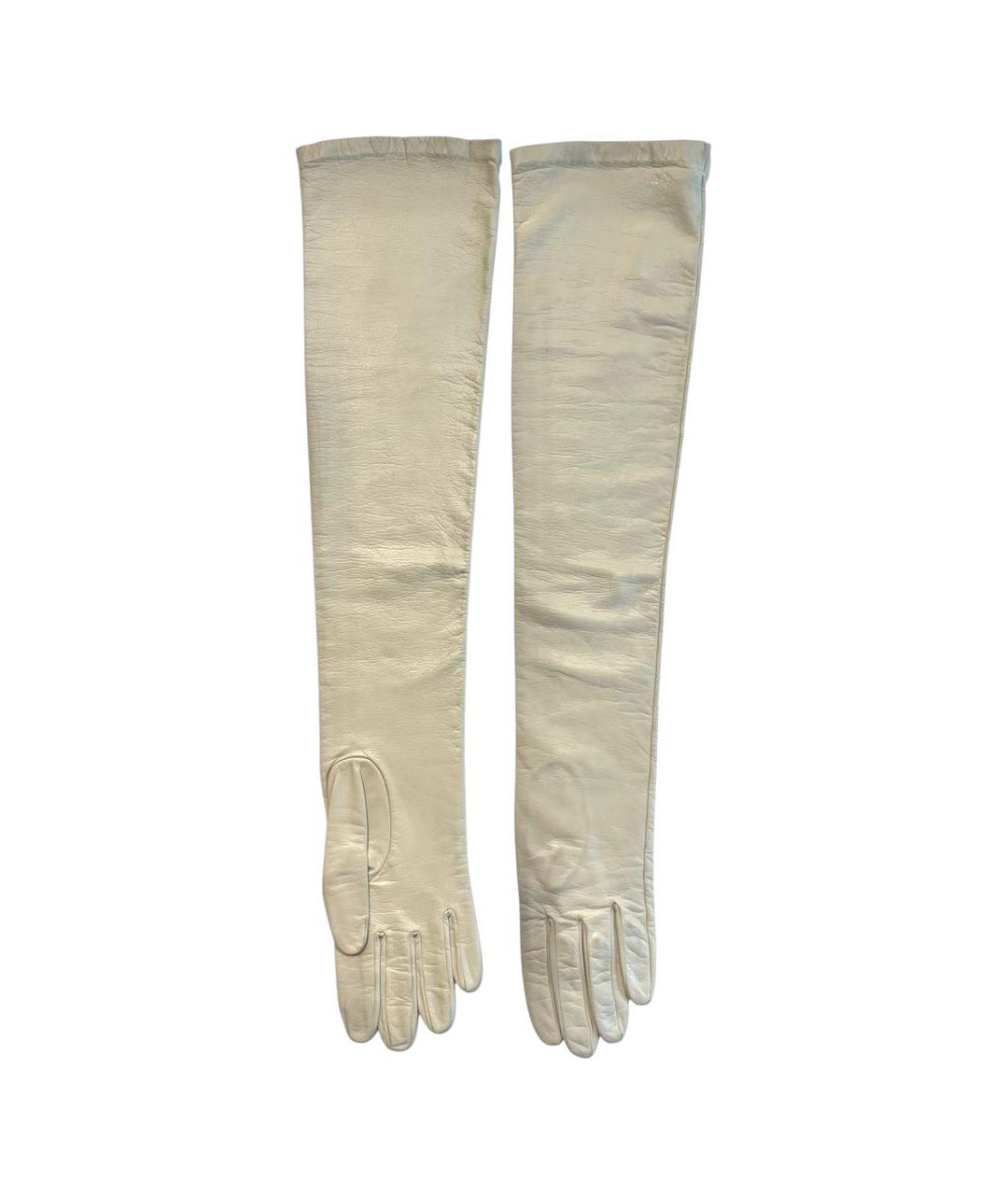 MAISON MARGIELA Бежевые кожаные перчатки, фото 6