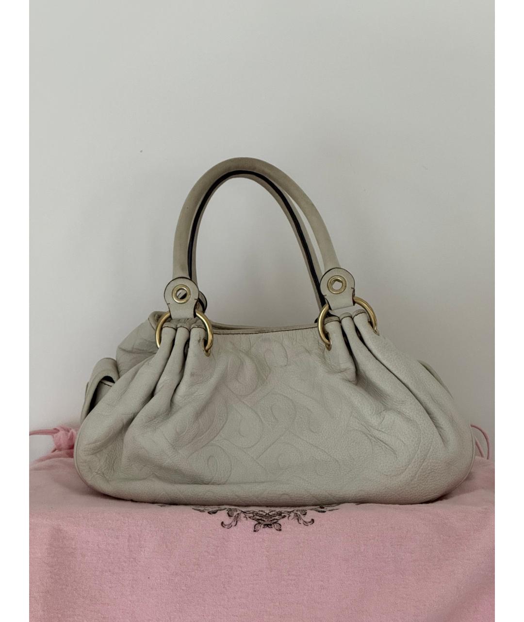 JUICY COUTURE Бежевая кожаная сумка с короткими ручками, фото 3