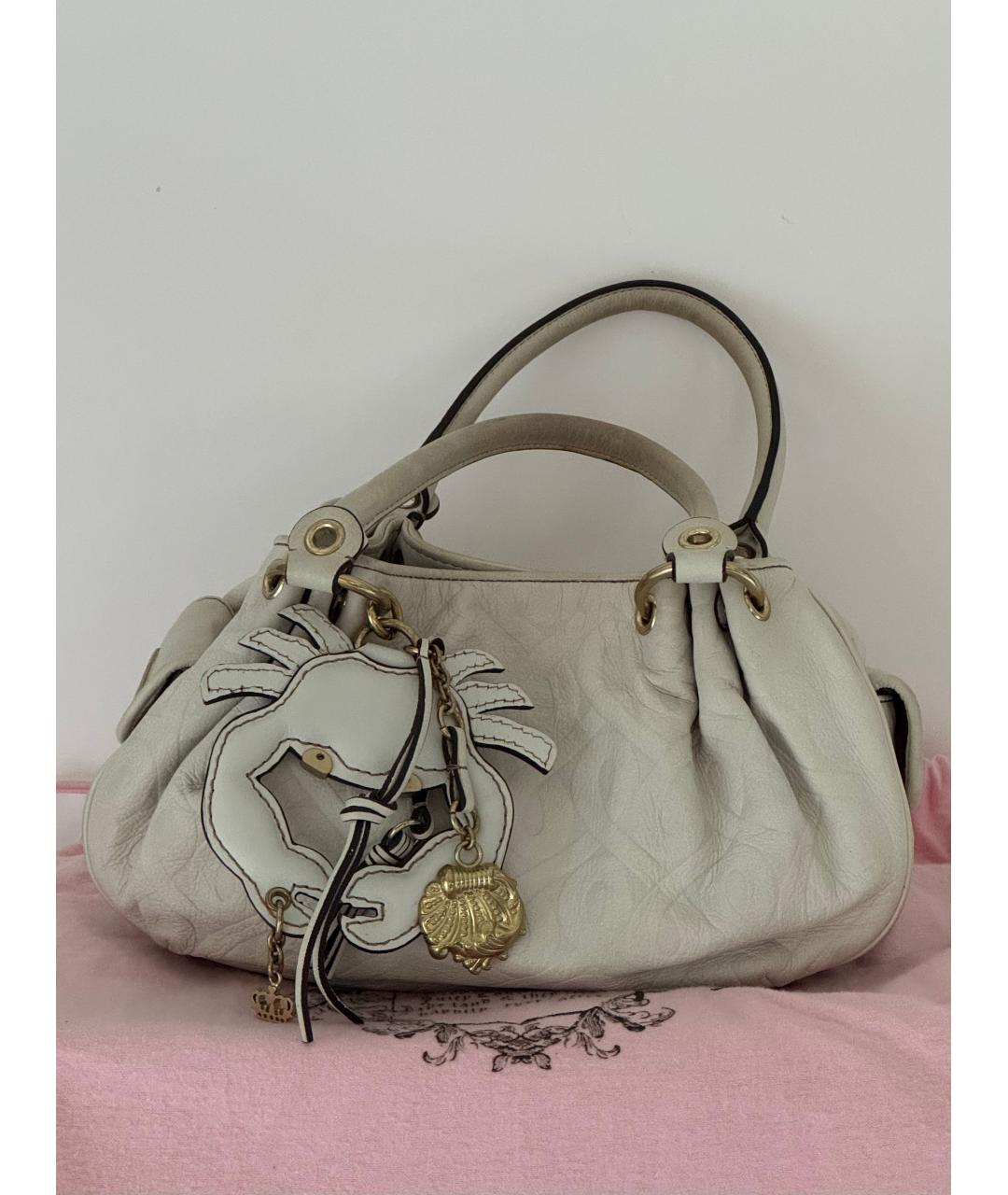 JUICY COUTURE Бежевая кожаная сумка с короткими ручками, фото 8