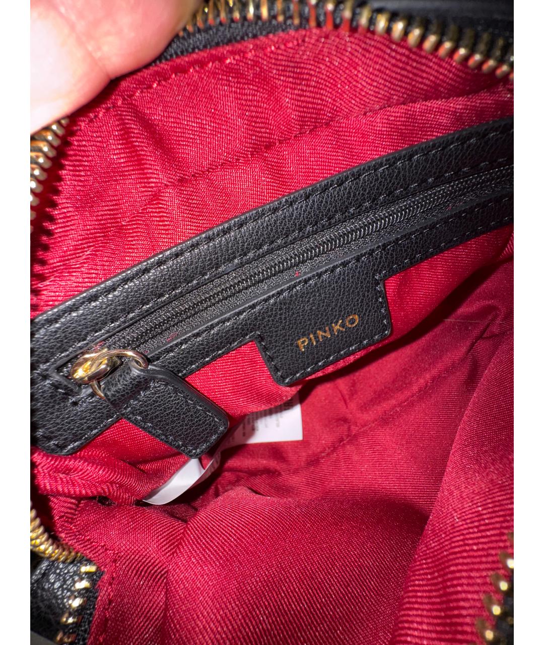PINKO Черная сумка через плечо из искусственной кожи, фото 4