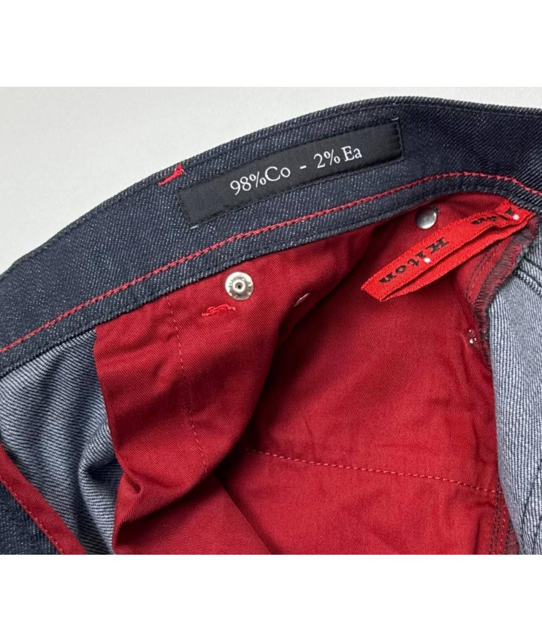 KITON Темно-синие хлопко-эластановые прямые джинсы, фото 4