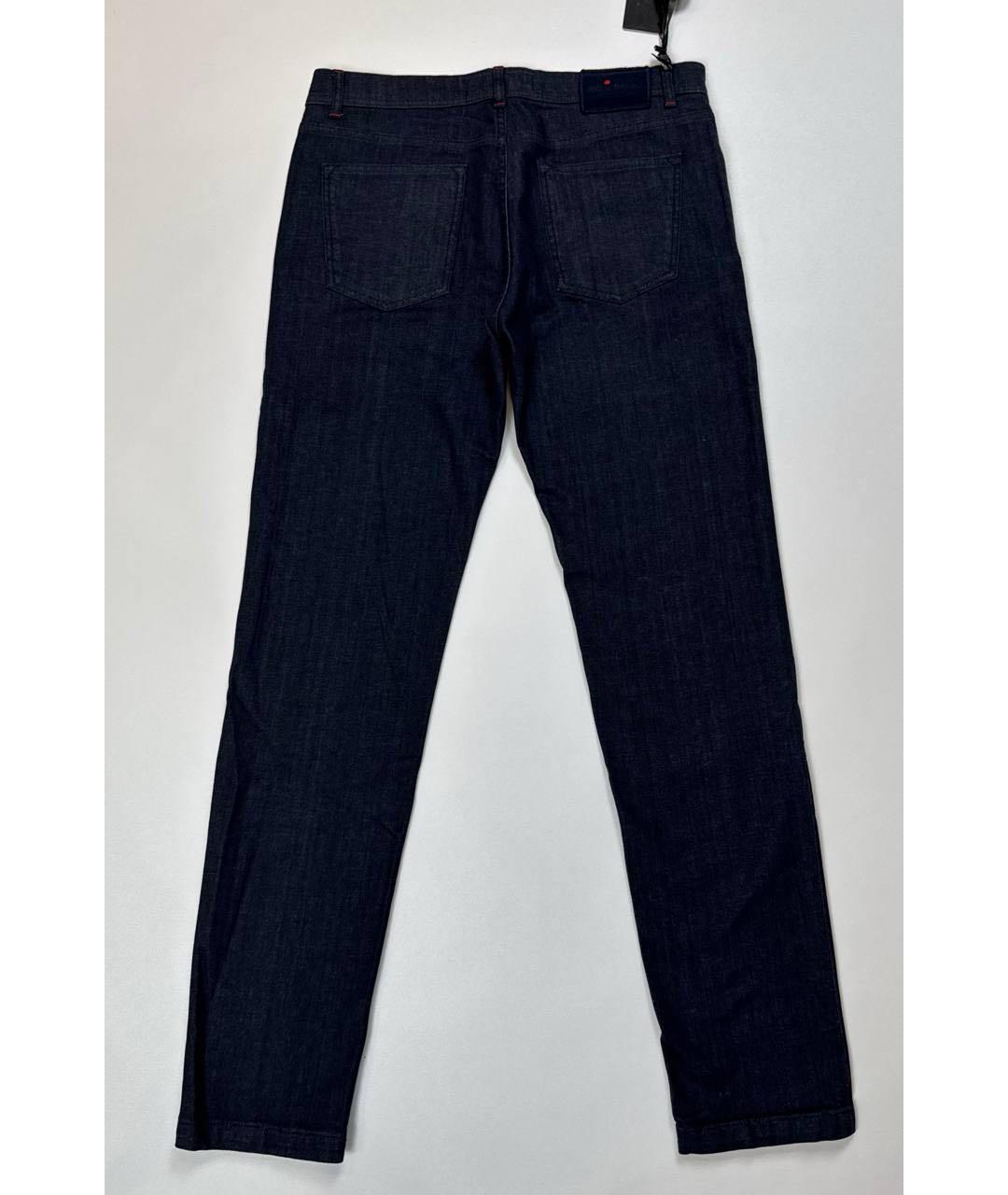 KITON Темно-синие хлопко-эластановые прямые джинсы, фото 2