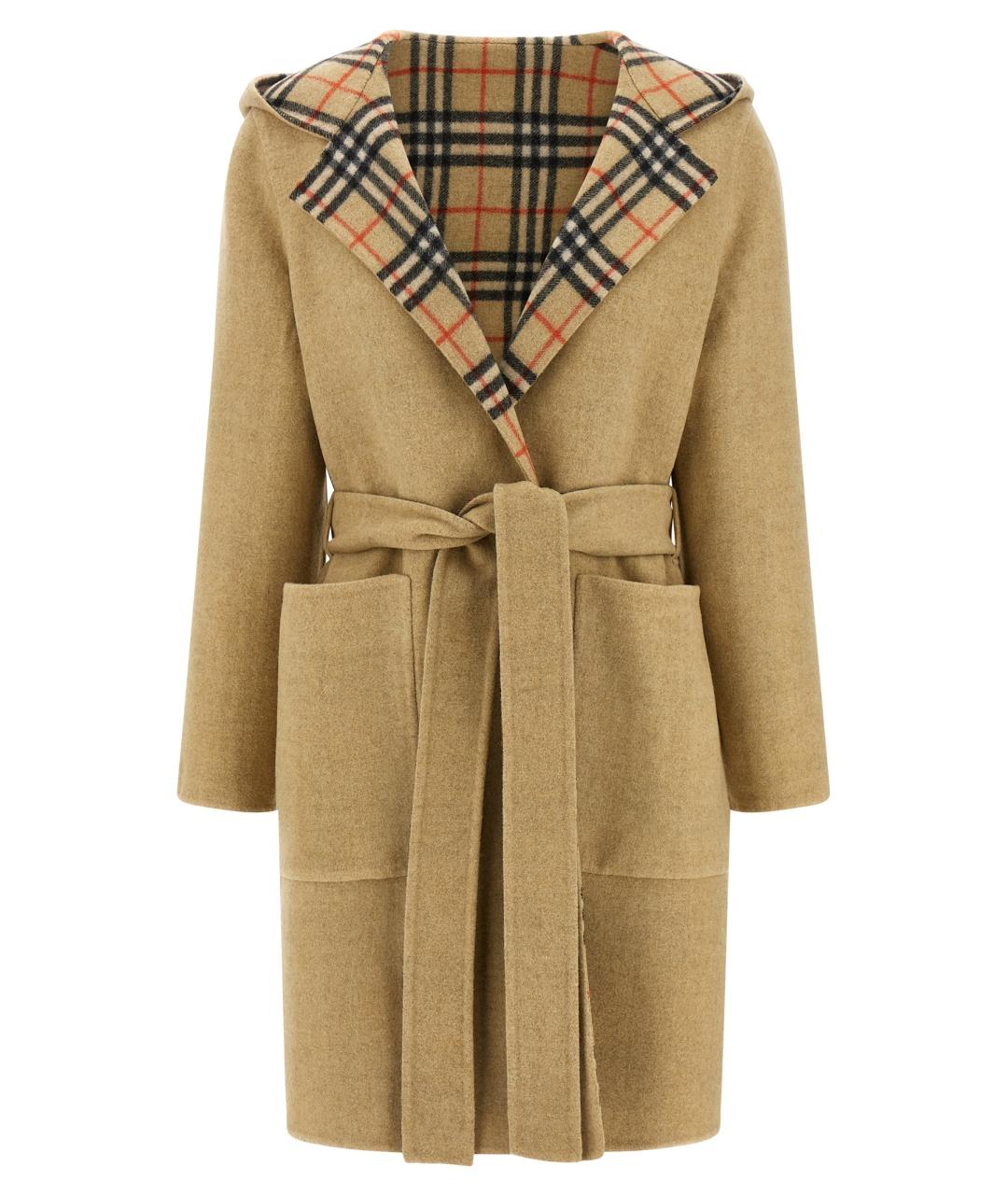 BURBERRY Бежевое шерстяное пальто, фото 1