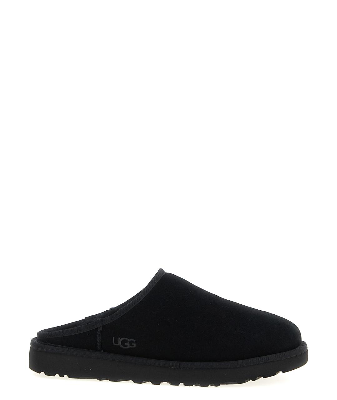 UGG AUSTRALIA Черные кожаные шлепанцы, фото 1