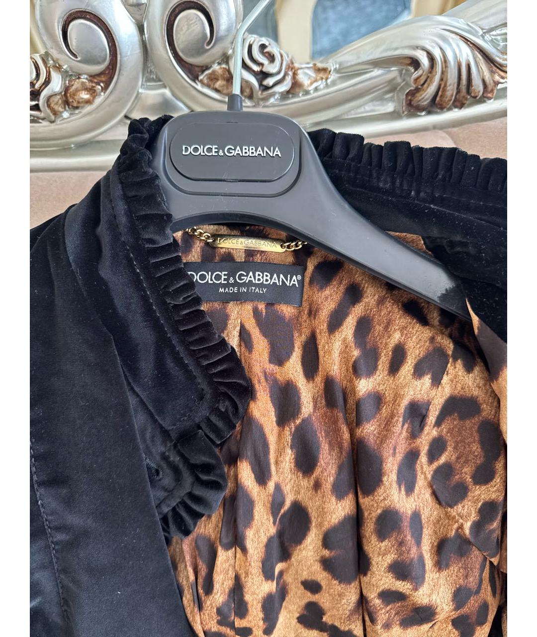 DOLCE&GABBANA Черный бархатный жакет/пиджак, фото 3