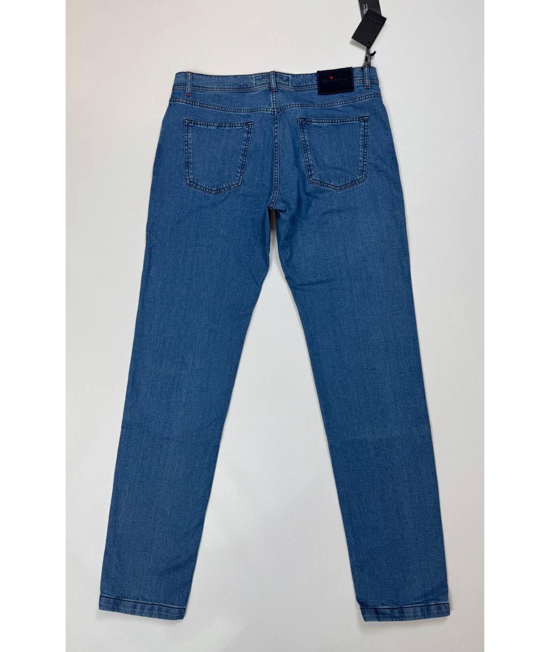 KITON Синие хлопко-эластановые прямые джинсы, фото 2