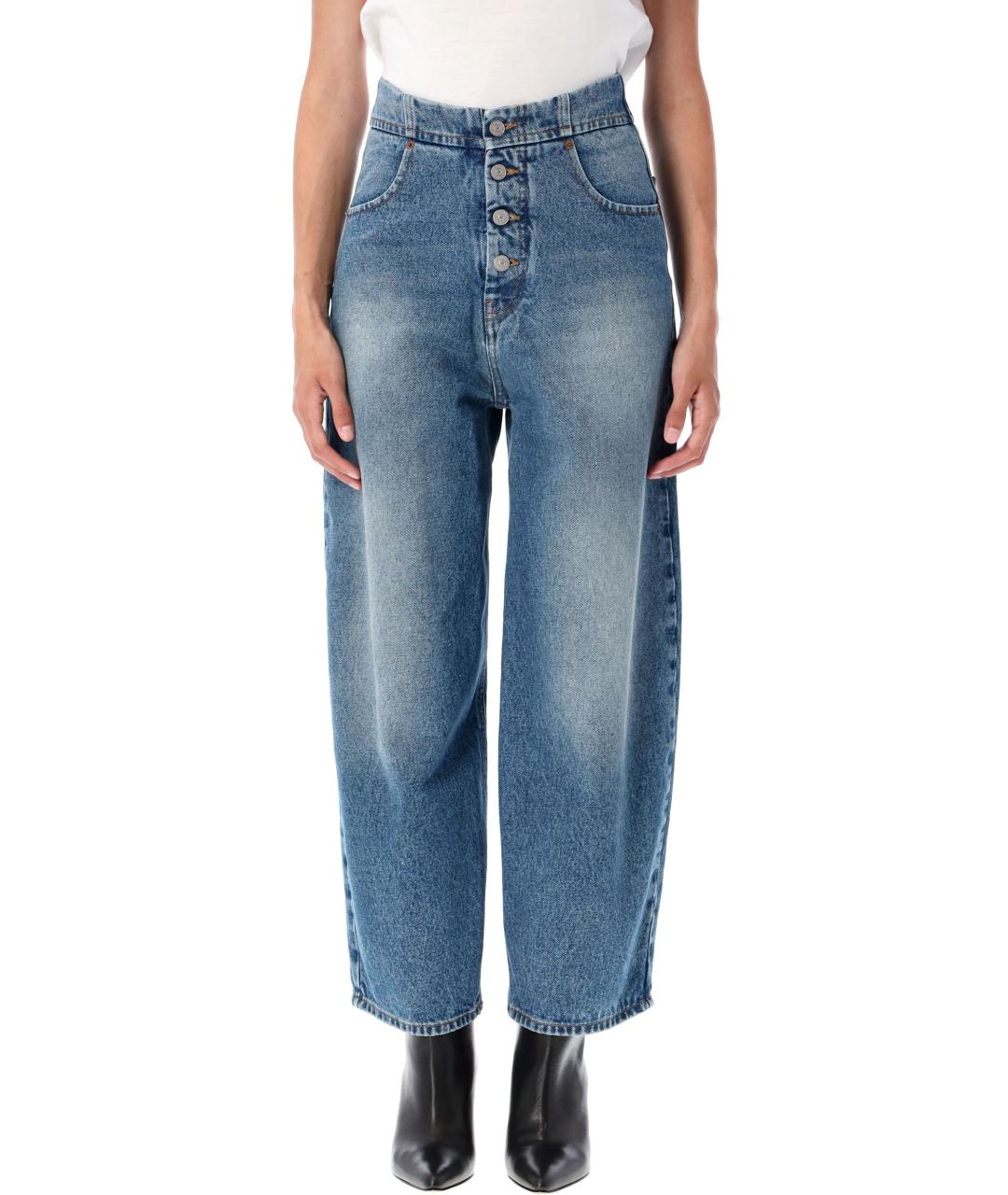 MM6 MAISON MARGIELA Синие хлопковые прямые джинсы, фото 4