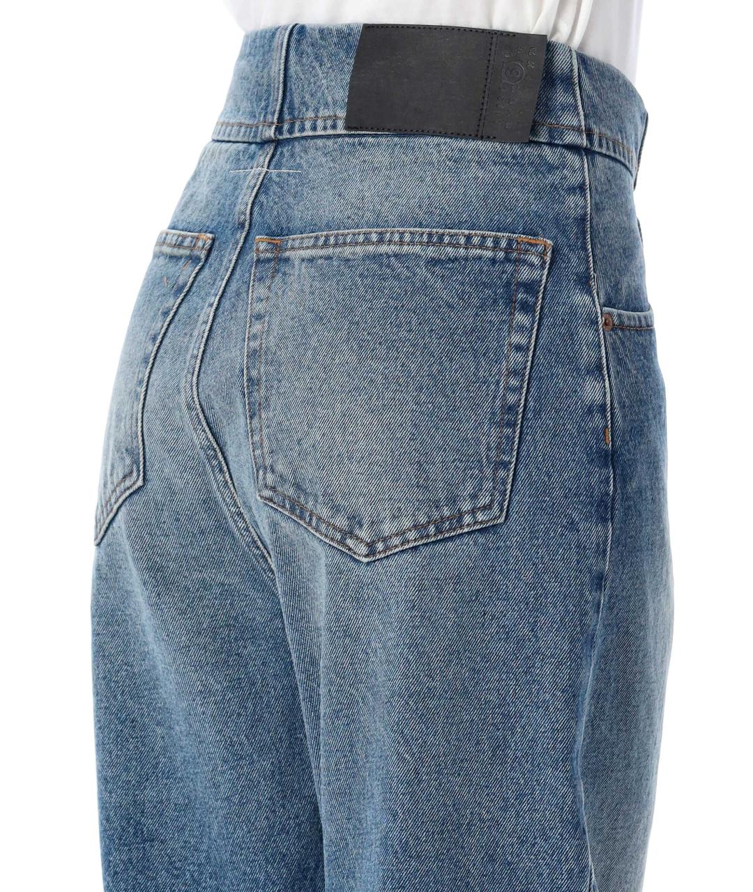 MM6 MAISON MARGIELA Синие хлопковые прямые джинсы, фото 3