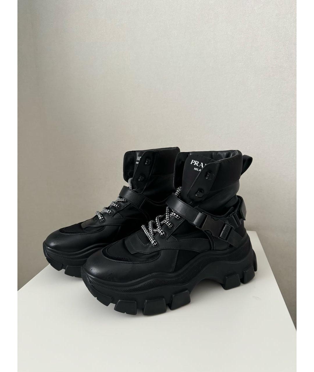 PRADA Черные кожаные ботинки, фото 5