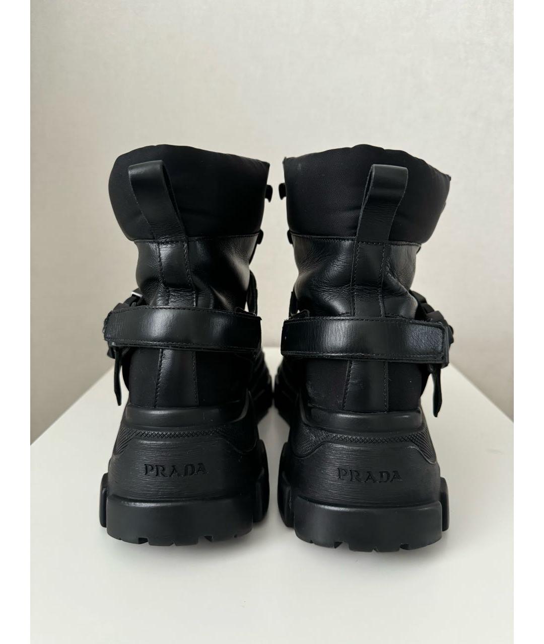 PRADA Черные кожаные ботинки, фото 4