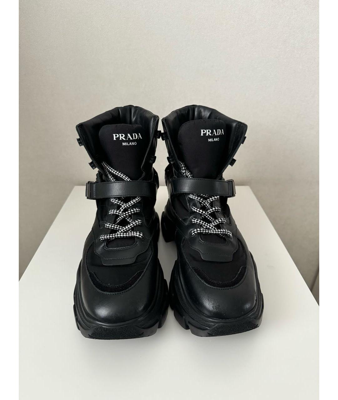 PRADA Черные кожаные ботинки, фото 2