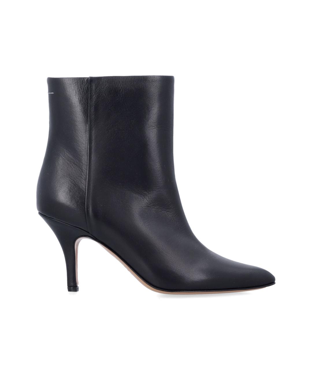 MM6 MAISON MARGIELA Черные кожаные полусапоги, фото 1