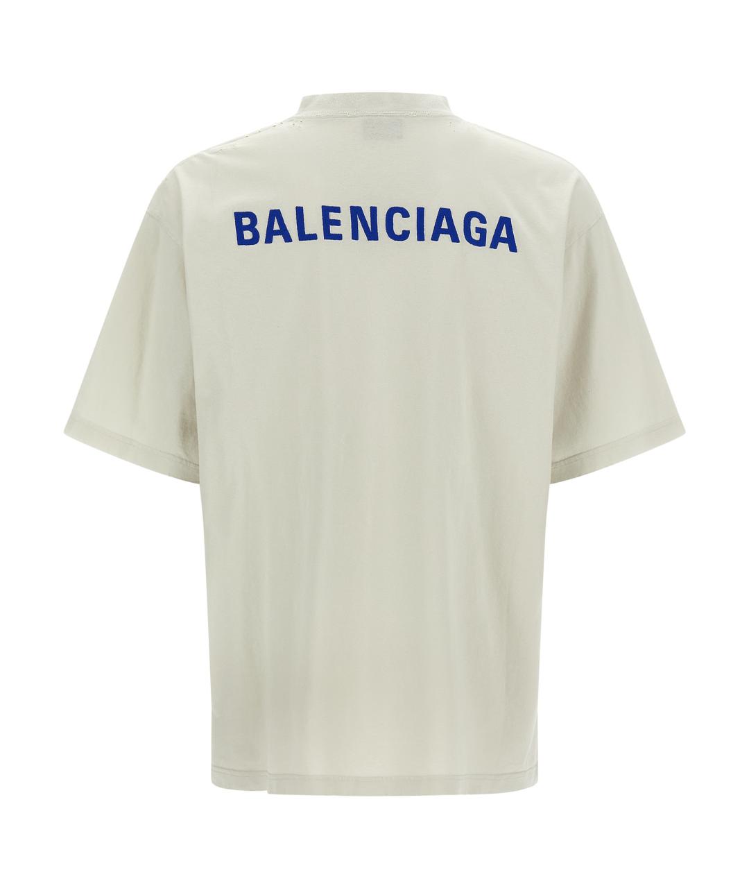 BALENCIAGA Бежевая хлопковая футболка, фото 2