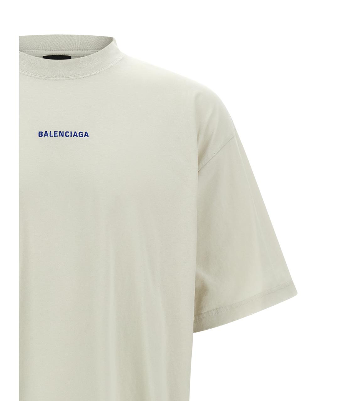 BALENCIAGA Бежевая хлопковая футболка, фото 3