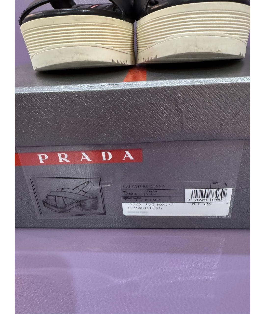 PRADA Черные кожаные босоножки, фото 8