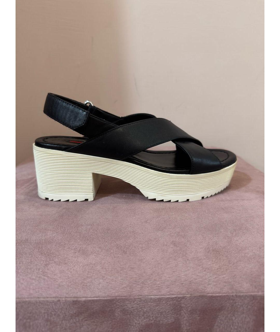 PRADA Черные кожаные босоножки, фото 9