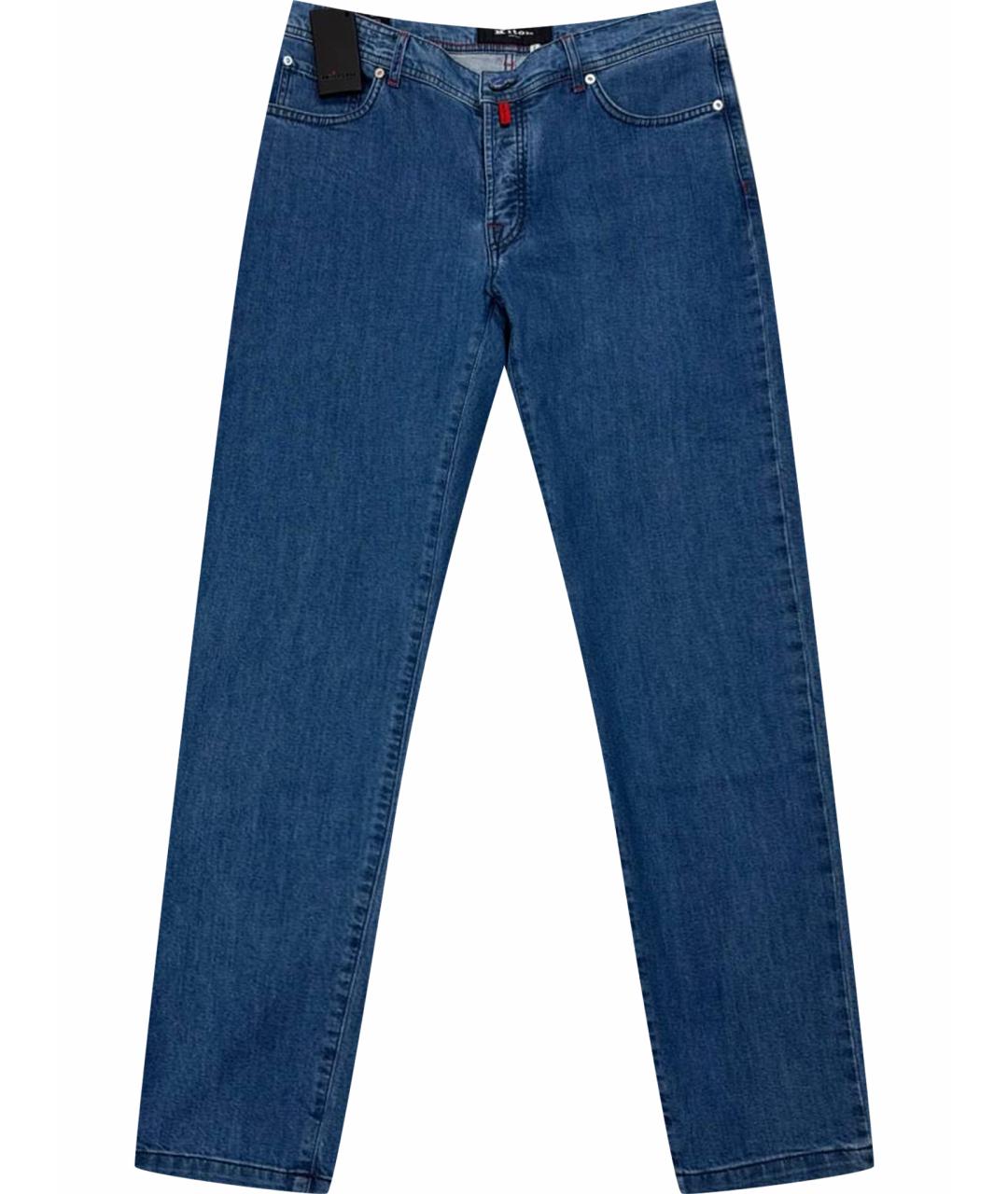 KITON Синие хлопко-эластановые прямые джинсы, фото 1