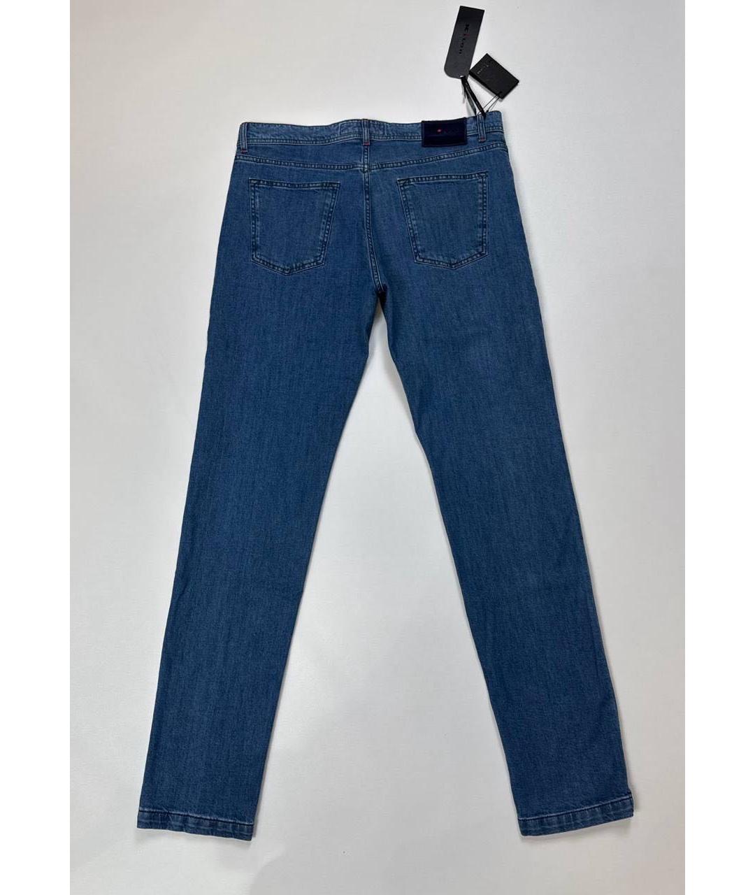 KITON Синие хлопко-эластановые прямые джинсы, фото 2