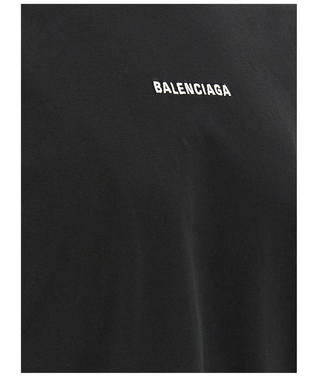 BALENCIAGA Черная хлопковая футболка, фото 4