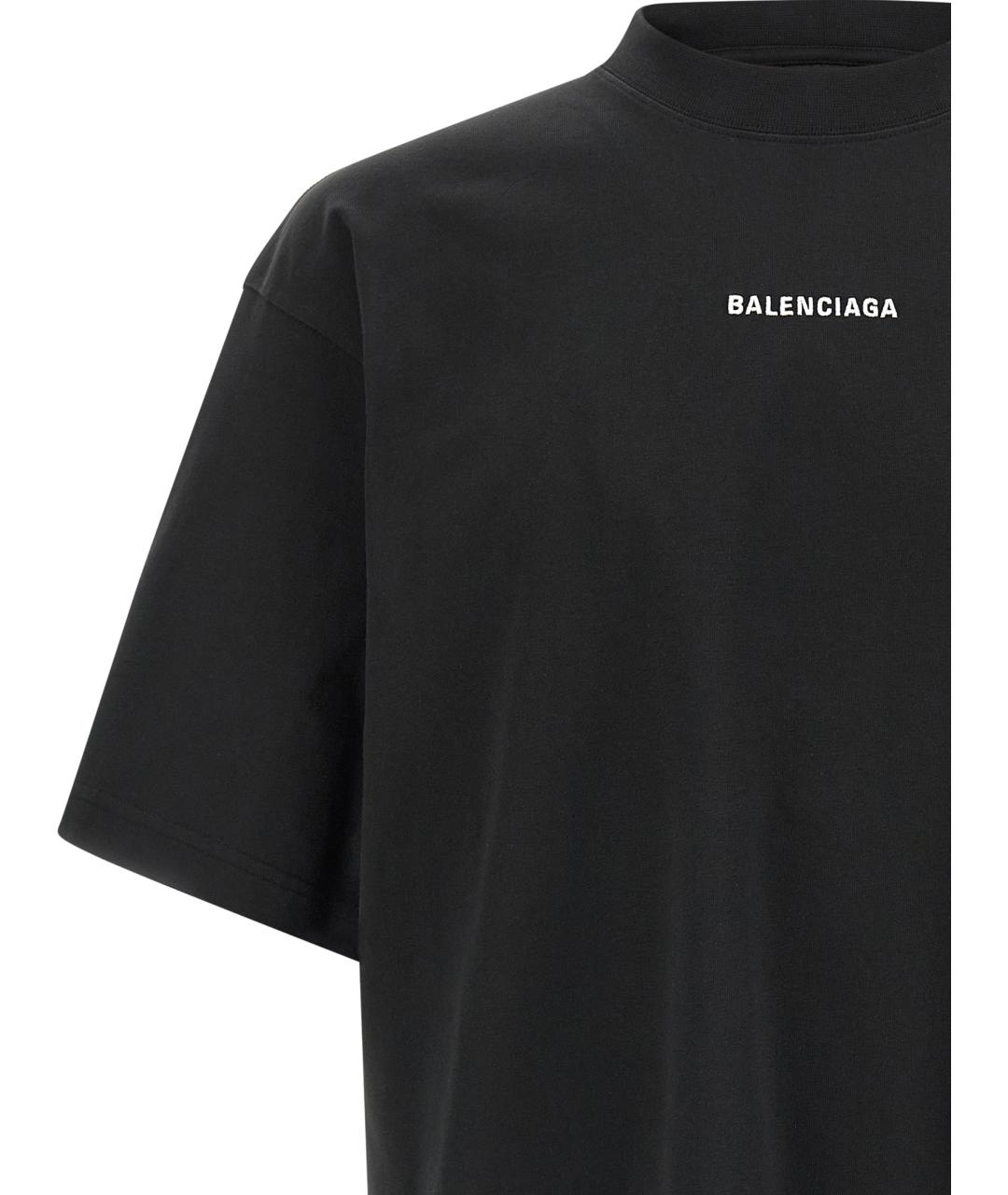 BALENCIAGA Черная хлопковая футболка, фото 3
