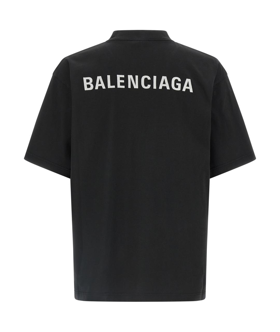 BALENCIAGA Черная хлопковая футболка, фото 2